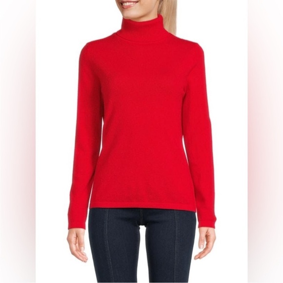J. Mclaughlin Red Turtleneck Sweater 100% Cashmere Soft Classic S - Picture 1 of 7